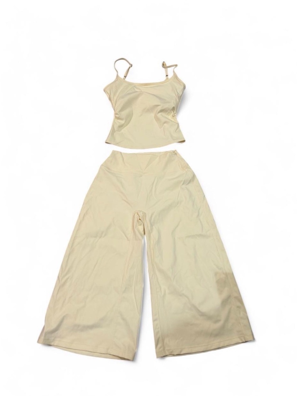 Women’s Butter Yellow 2 Piece Activewear Set Tank Top Wide Leg Pants Size S